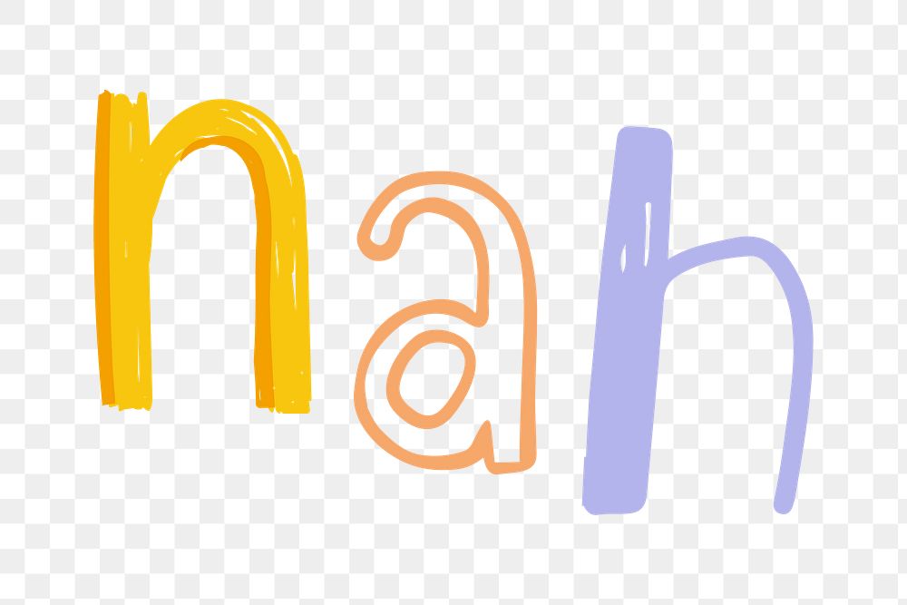 Png nah doodle word colorful typography