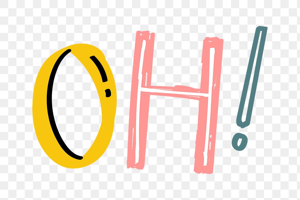 Oh! word doodle png hand-lettering typography