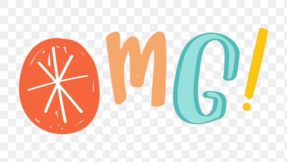 Png Omg! word doodle typography for kids
