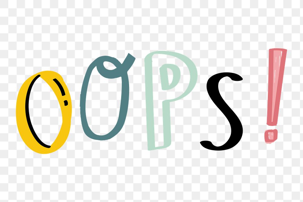 Oops! text doodle hand drawn png typography