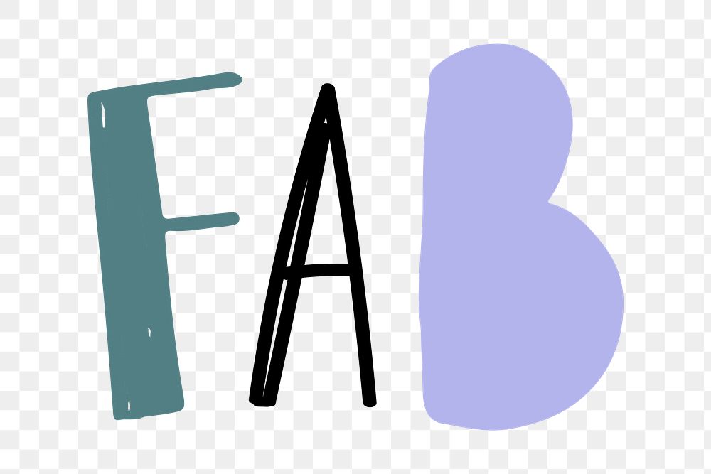 Png fab doodle word colorful typography