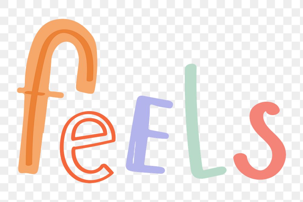Feels doodle word colorful png clipart