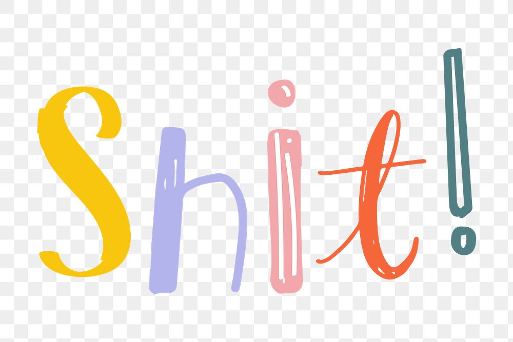 Shit! word doodle png hand-lettering typography