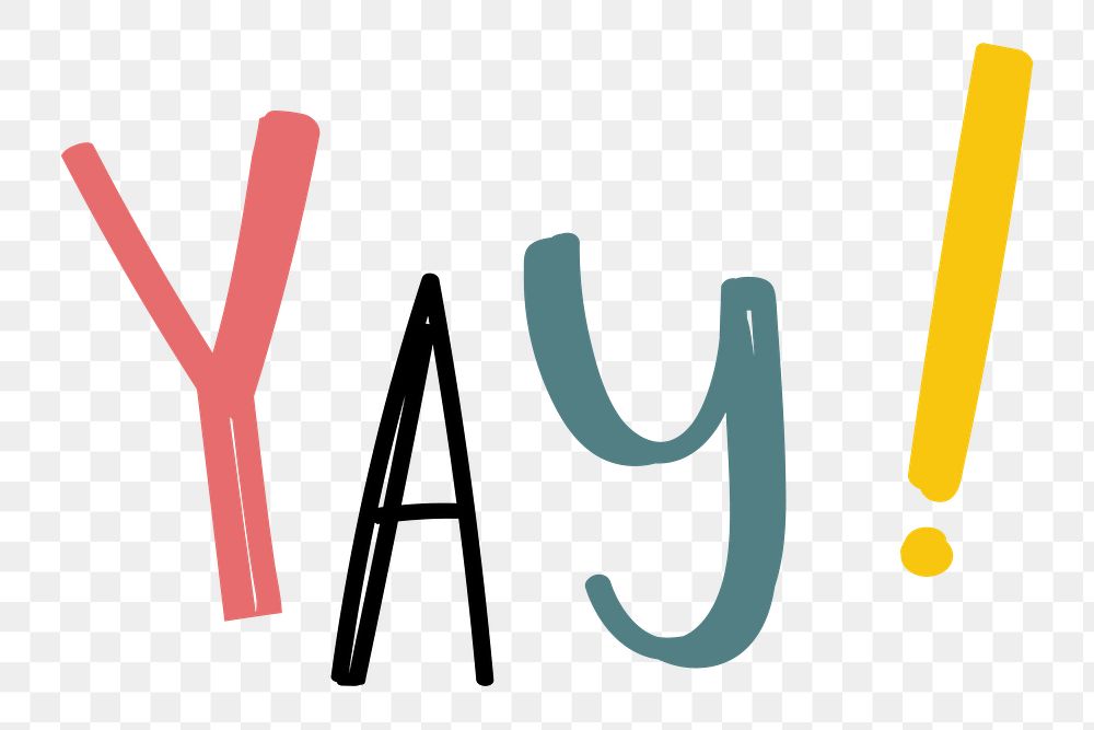 Png yay! doodle word colorful typography