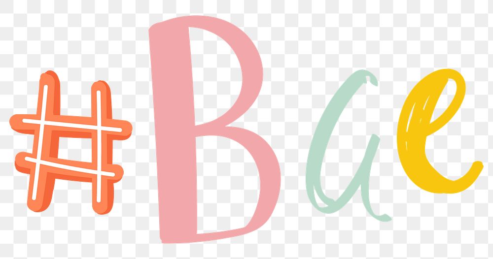 #Bae word png doodle font colorful hand drawn