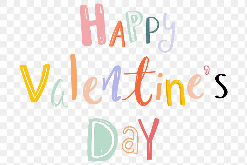 Happy valentine's day text png doodle font