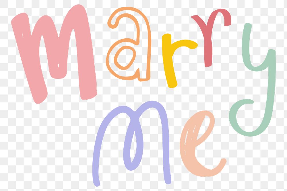Marry me text png typography doodle font