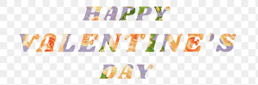 Colorful happy Valentine's day png message vintage font