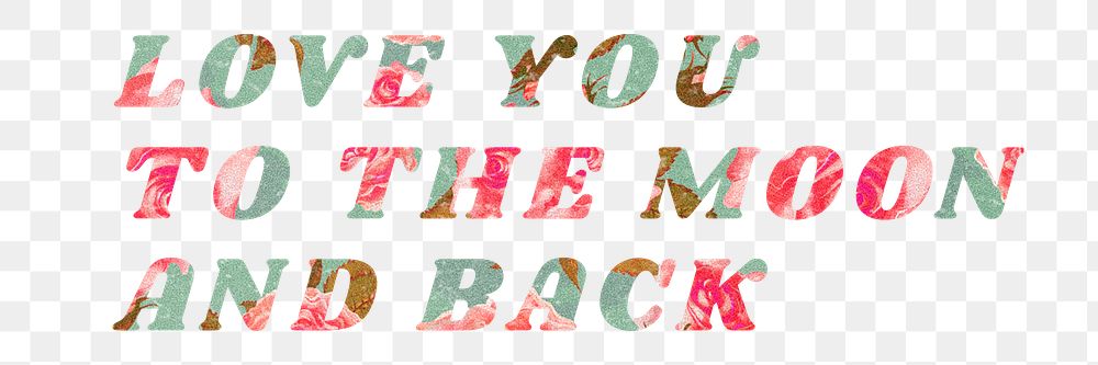 Png love you to the moon and back bold floral font