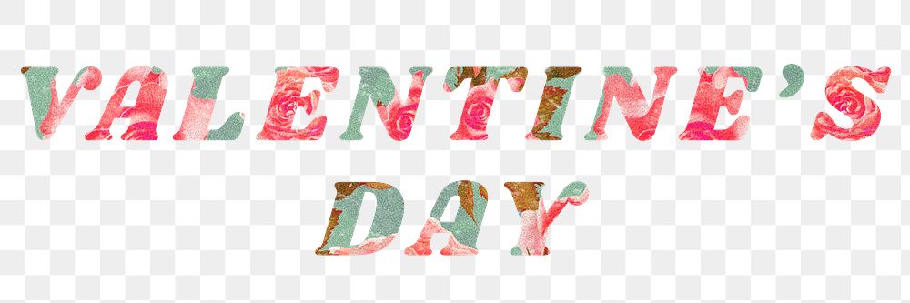 Valentine's day text png rose floral style
