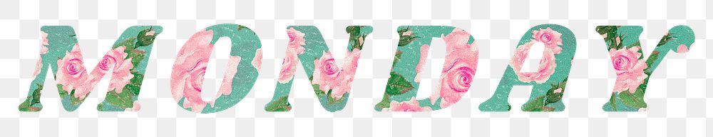 Floral Monday png retro pattern typography