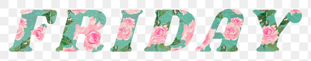 Friday word png retro floral typography