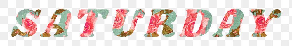 Saturday png floral pattern font typography
