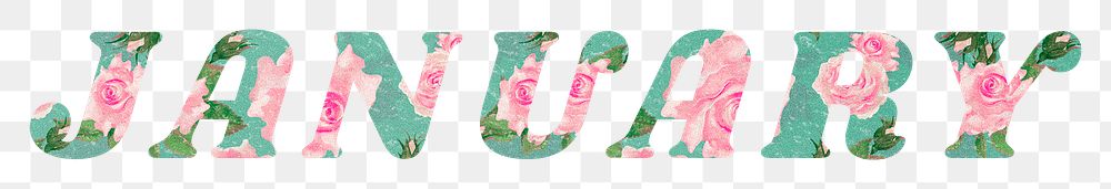 January word png retro floral typography