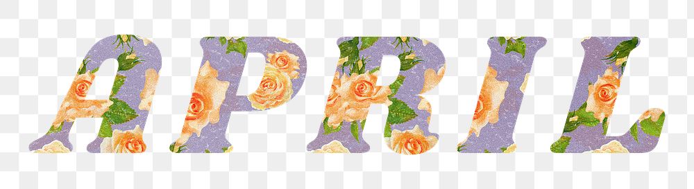 April word png retro floral typography