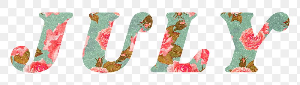 July text png retro floral typography