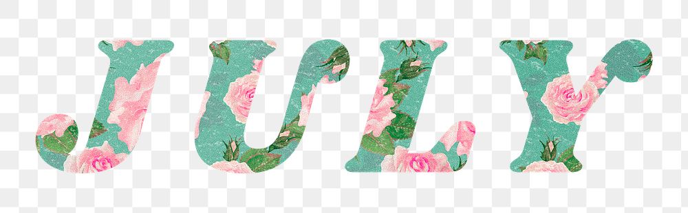 July word png retro floral typography