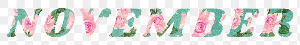 November text png retro floral typography