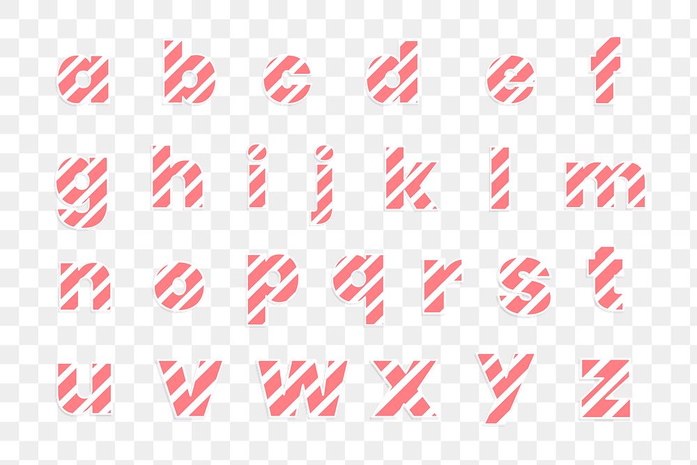 Pink candy cane striped alphabet png set with letter