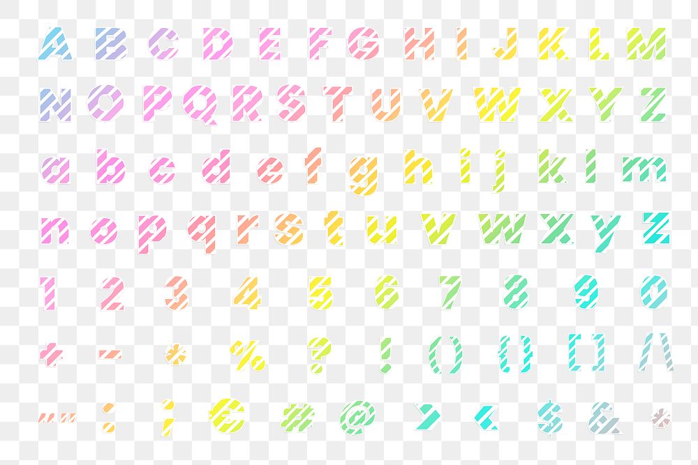 Candy cane alphabet number png set striped letters and characters
