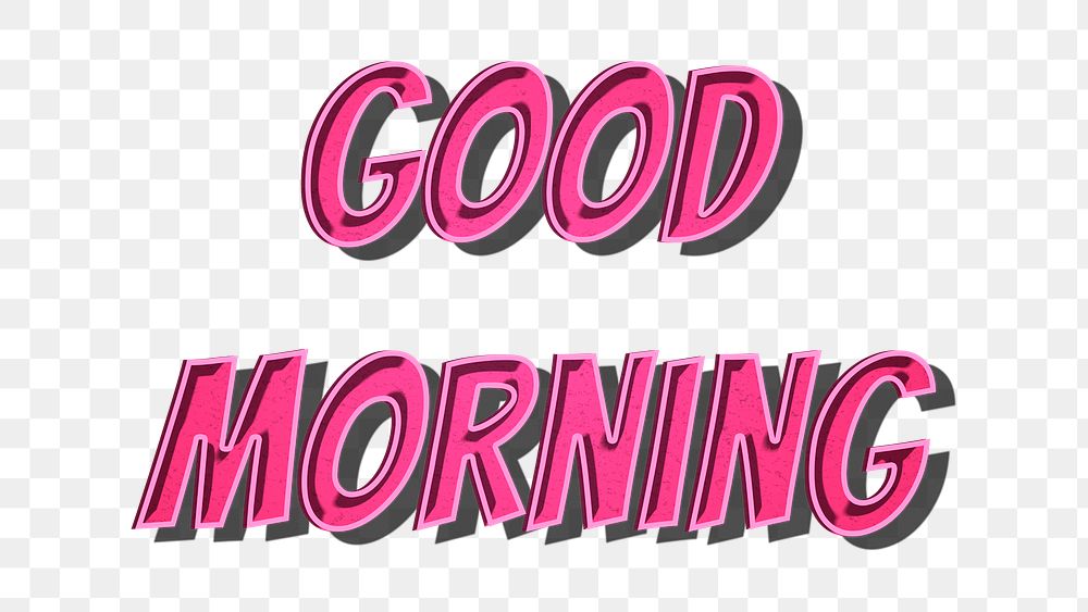 Good morning png cartoon word sticker typography
