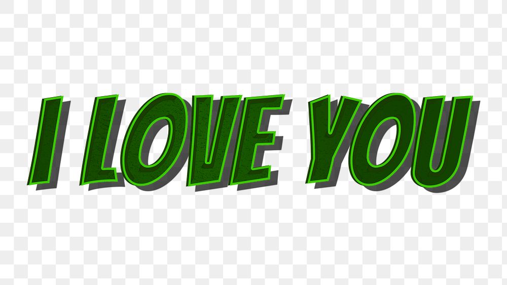 I love you png typography retro style
