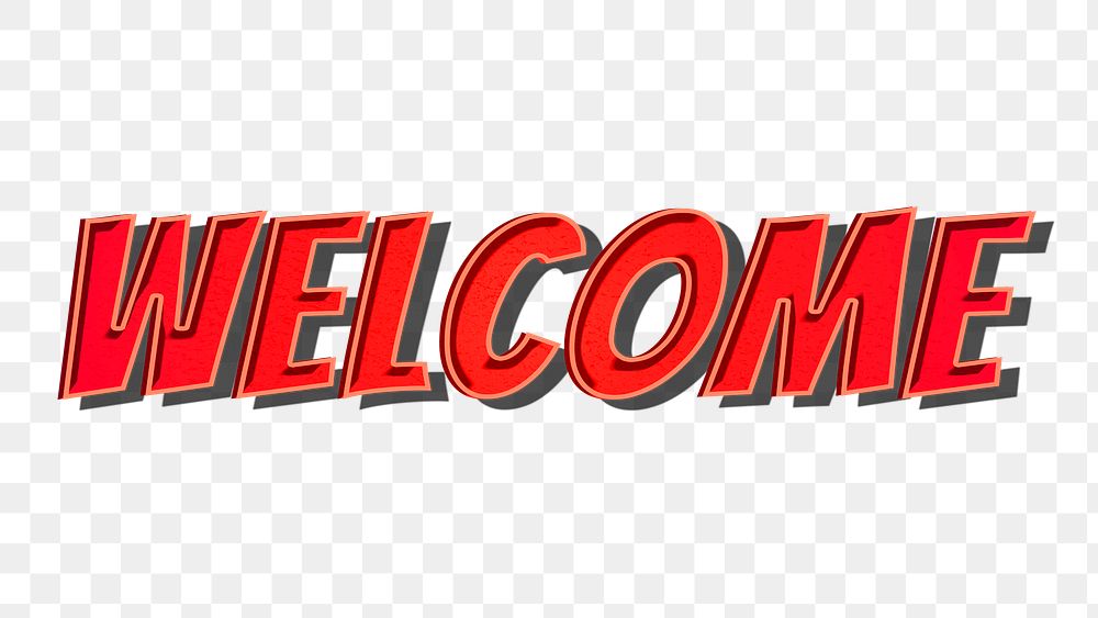 Welcome png comic retro lettering