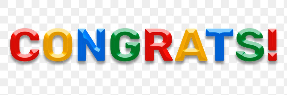 Congrats! word png 3d effect colorful lettering
