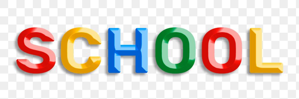 3d effect school word png lettering rainbow color typography