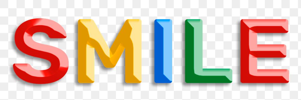 3d font png smile lettering colorful word typography