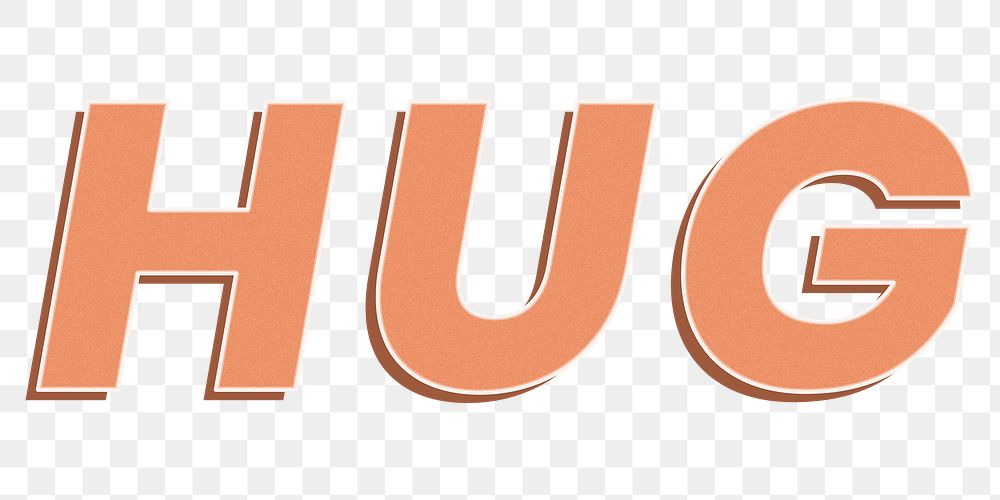 Hug text png retro 3d effect typography lettering