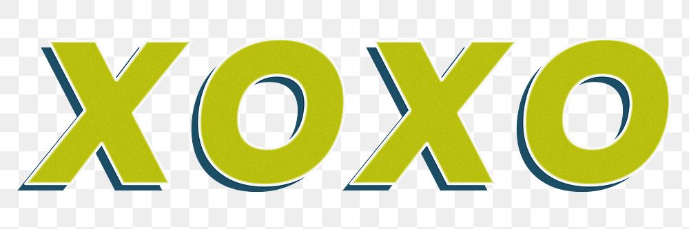 XOXO png retro style shadow typography 3d effect