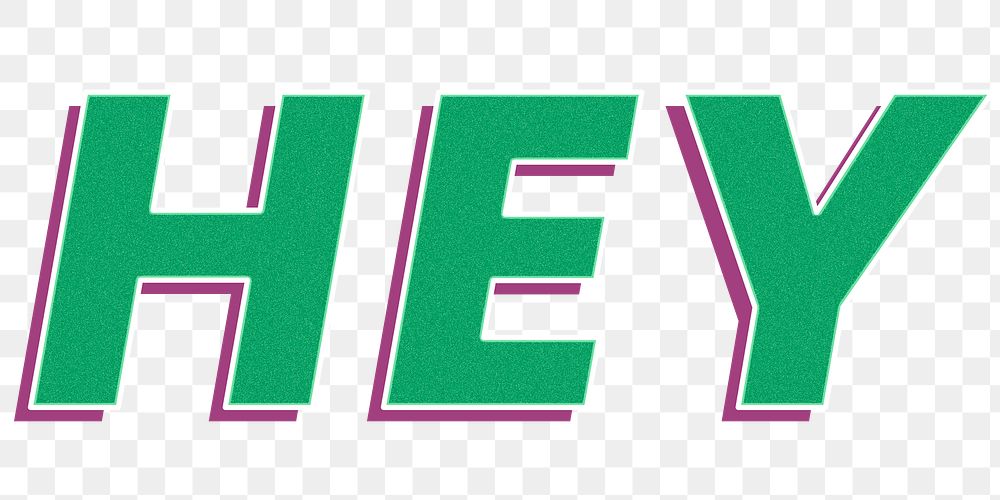 Retro hey word png bold text typography 3d effect