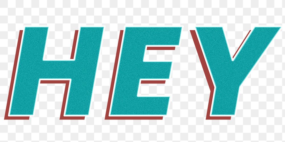 Retro hey word png bold text typography 3d effect