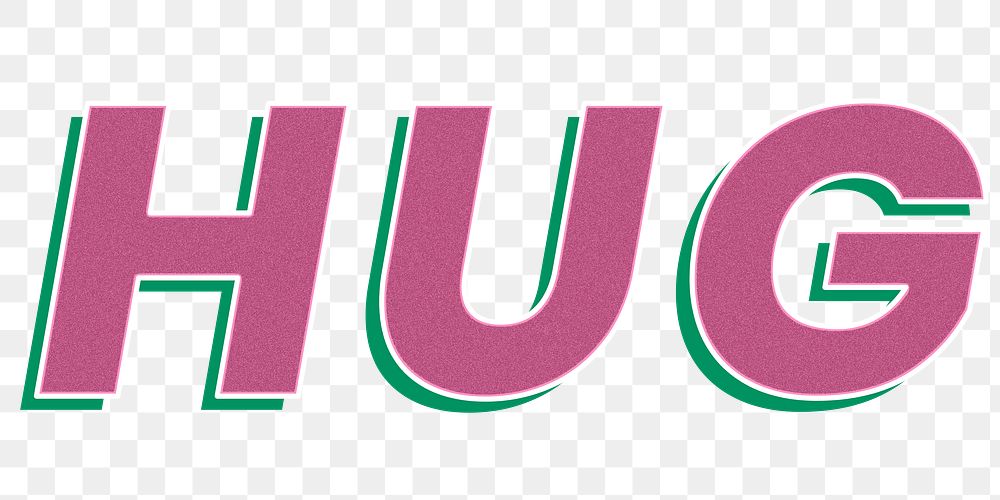 Hug png 3d italic font retro word sticker