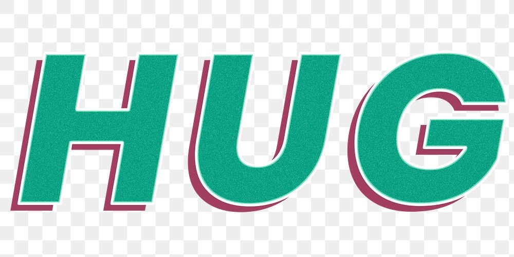 Retro hug word png bold text typography 3d effect