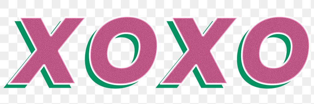 Retro XOXO png word sticker italic font typography
