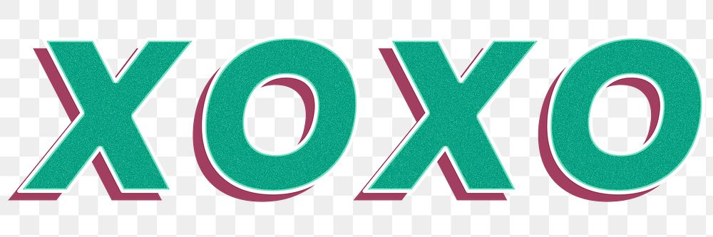 Bold italic png XOXO word retro lettering