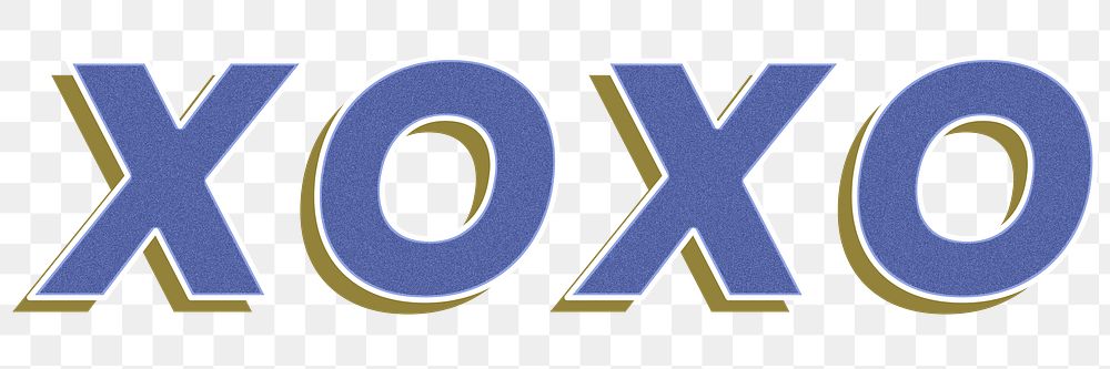 XOXO word png retro 3d effect typography lettering