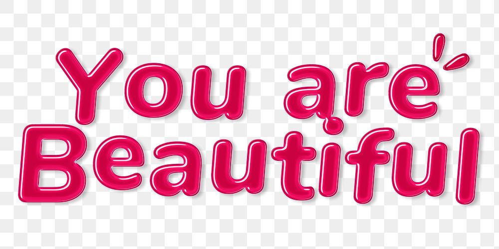 Jelly embossed typography you are beautiful png word sticker