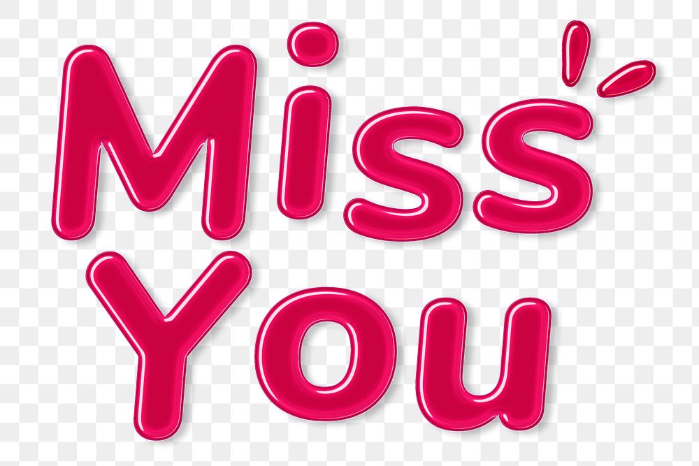 Jelly embossed typography miss you png sticker word