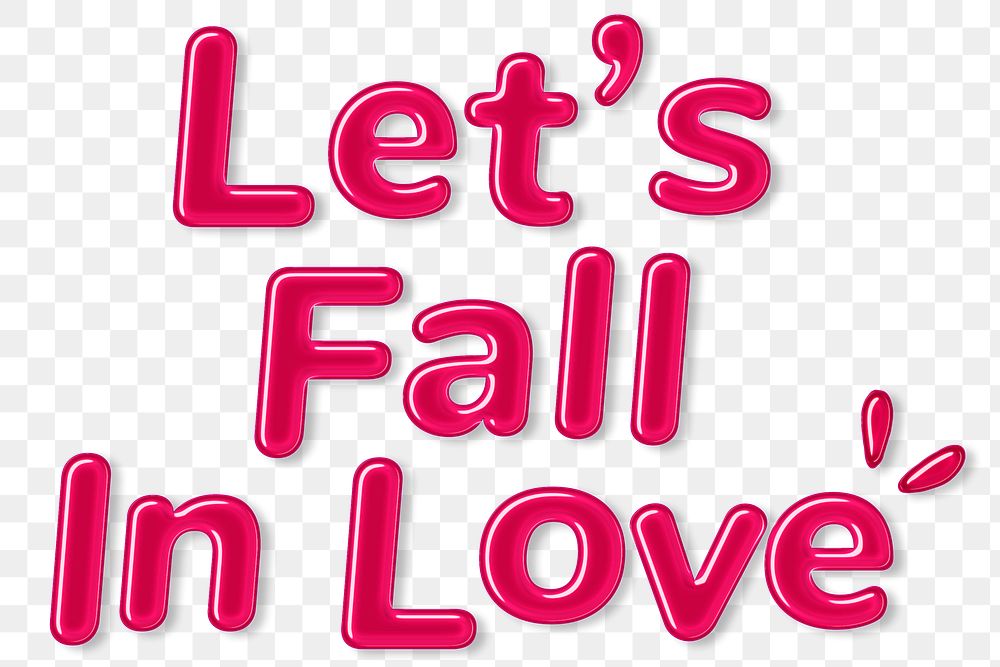Jelly embossed typography lets fall in love png word