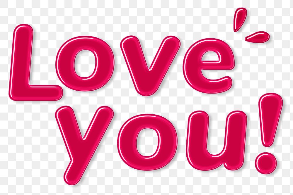 Png bold jelly candy lettering love you! word