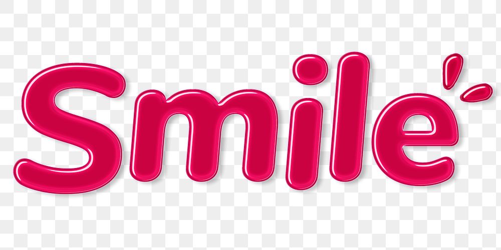 Bold jelly candy lettering smile png word