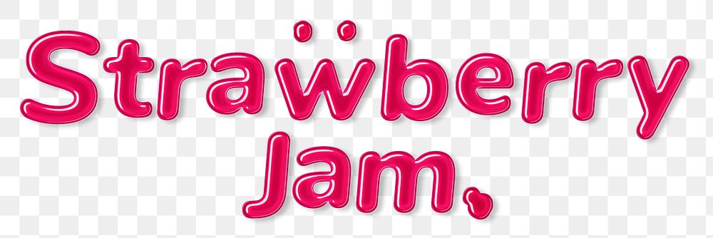 Png bold jelly candy lettering strawberry jam word
