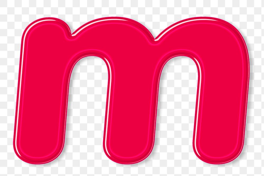 Bold jelly candy png embossed letter m typography