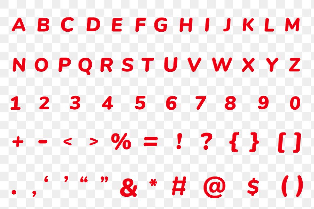 Png jelly embossed letter number sign set