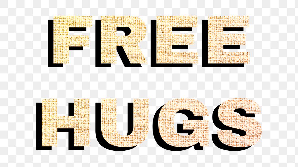 Free hugs lettering png gradient word sticker fabric texture typography