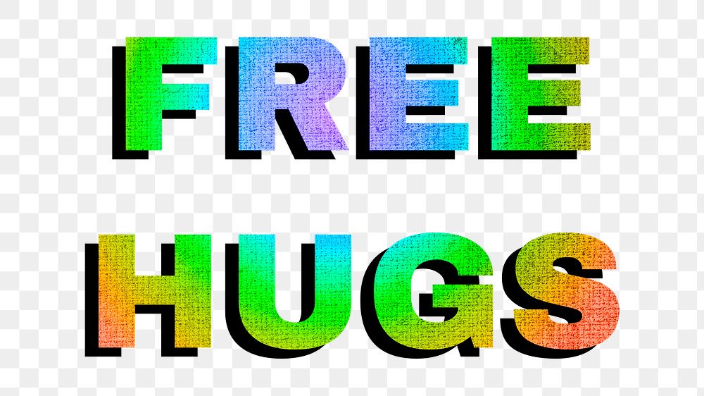 Free hugs png gay pride font text textured font