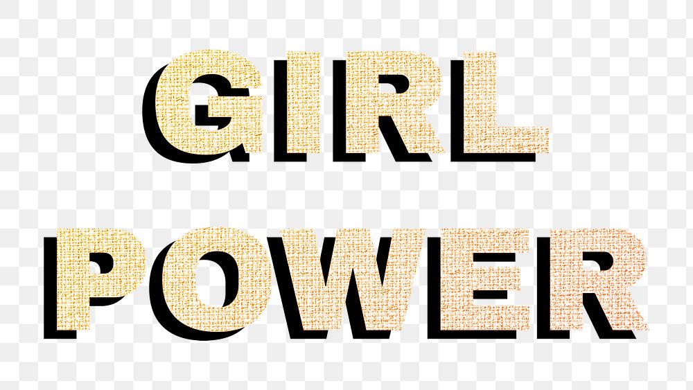 Girl power text png word sticker gradient textured font
